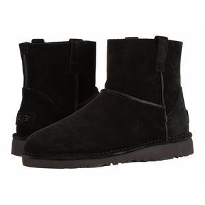 UGG Australia Unlined Classic Mini Perf Suede Black Boots